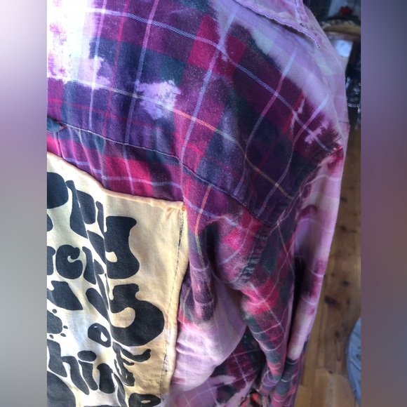 Cropped Upcycled Flannel Patch Shirt - Picture 7 of 9